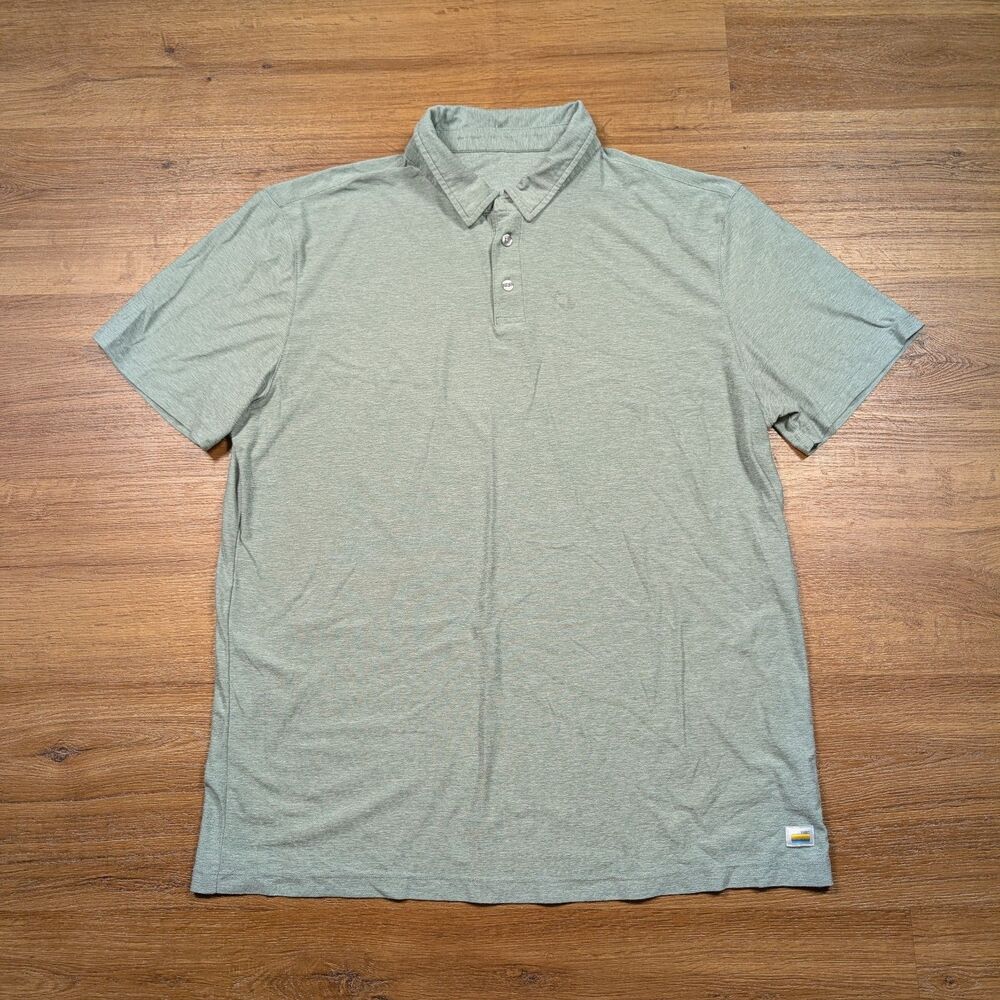 Vuori Strato Tech Polo Shirt Mens Large Green Solid Golf Performance Stretch